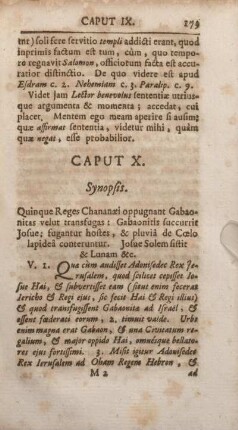 Caput X. Synopsis.