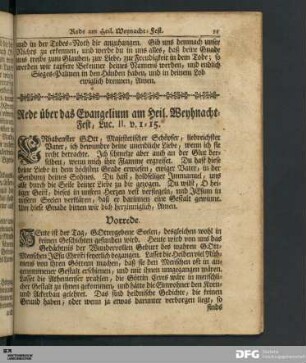 Rede über das Evangelium am Heil. Weyhnacht-Fest