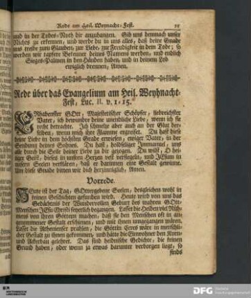 Rede über das Evangelium am Heil. Weyhnacht-Fest