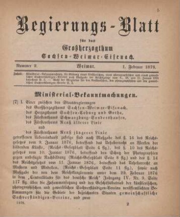 1878: Regierungsblatt für Sachsen-Weimar-Eisenach : auf das Jahr ...