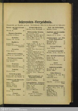 Inserenten-Verzeichniß