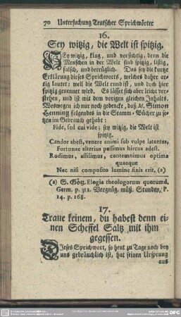 17. Traue keinem, du habest denn einen Scheffel Saltz mit ihm gegessen