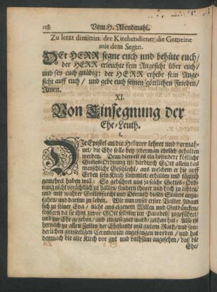 XI. Von Einsegnung der Ehe-Leuth