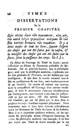 Dissertations sur le Premier Chapitre