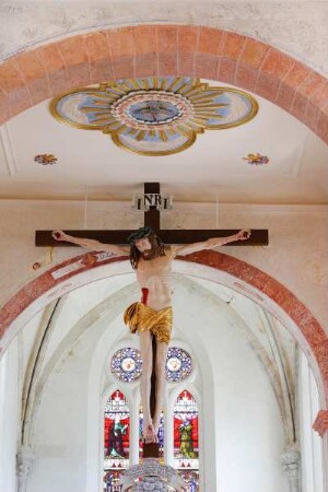 Frankreich. Alsace. Haut Rhin. Lautenbach. Kirche Saint Michel et Gangolphe. Richtung Hauptaltar