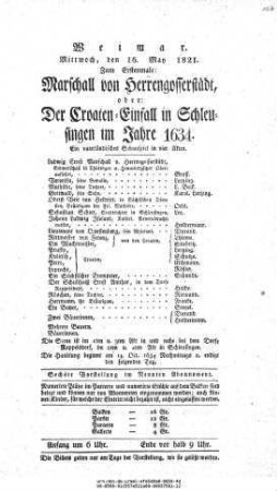 Marschall von Herrengosserstädt, oder: Der Croaten=Einfall in Schleusingen im Jahre 1634