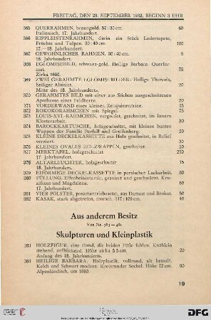 Skulpturen und Kleinplastik (Nr. 383-432)