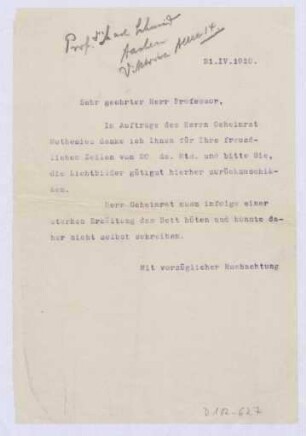 Schreiben an Prof. Dr. Max Schmid, Aachen (Brief)
