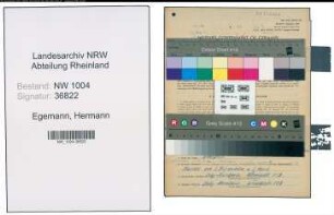 Entnazifizierung Hermann Egemann , geb. 28.09.1896 (Kaufmann)