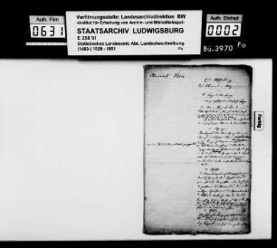 Manuskript der OAB [verfaßt von Johann Daniel Georg Memminger, dritte Fassung] mit zahlreichen Korrekturen und Ergänzungen