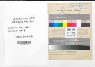 Entnazifizierung Heinrich Rieck , geb. 10.10.1902 (Beamter)