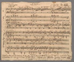 Introduction et variations brillantes sur Postillon, pf 4hands, op. 477, Es-Dur - BSB Mus.Schott.Ha 4650 : [title on foot of f.1 recto:] Introduction et Variations brillantes pour le Pianoforte à 4 mains sur un motif de l'Opera // Le Postillon de Longjumeau de Mr Adam, composè par Charles Czerny. Oeuvre 477.