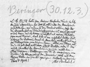 Brief an Josef August Beringer