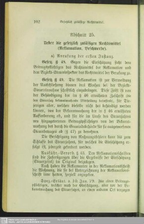 Abschnitt 25. Ueber die gesetzlich zulässigen Rechtsmittel (Reklamation, Beschwerde)