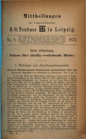 Mitteilungen der Verlagsbuchhandlung B. G. Teubner in Leipzig. 6