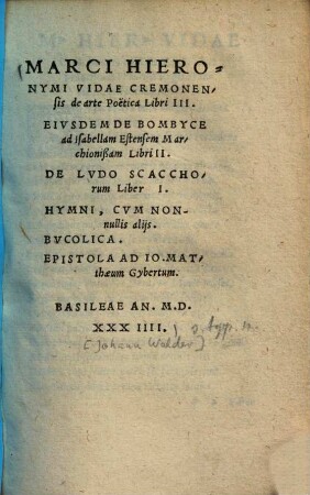 Marci Hieronymi Vidae Cremonensis De arte poëtica : libri III