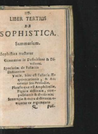 Liber Tertius. De Sophistica.