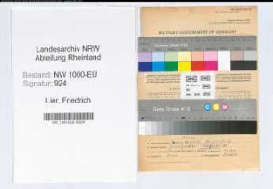 Entnazifizierung Friedrich Lier, geb. 01.12.1889 (Zollsekretaer)