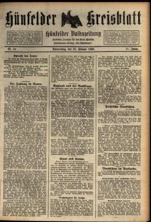 Ausgabe vom Donnerstag, den 25. Februar 1926.