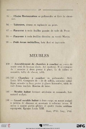 Meubles (Nr. 100-129)