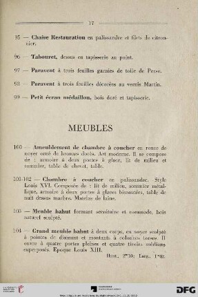 Meubles (Nr. 100-129)