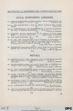 Holz, Elfenbein, Limoges (Nr. 654-663)
