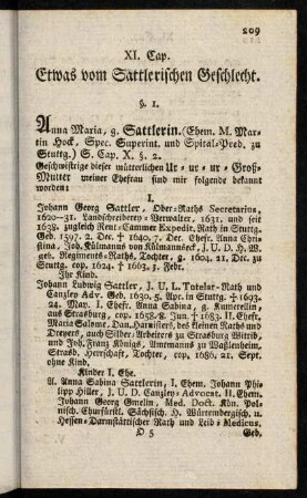 209-212, XI. Cap. Etwas vom Sattlerischen Geschlecht.