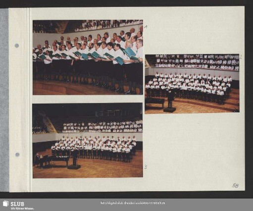 Der Bergsteigerchor beim Weihnachtsliedersingen des Sächsischen Chorverbandes im Gewandhaus Leipzig (ausnahmsweise mit Textmappe) (Bilder 1 bis 3) : Dirigent: Karl-Heinz Hanicke, am Klavier: Werner Matschke
