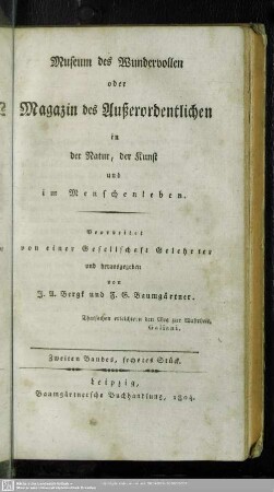 Zweiter Band, sechstes Stück