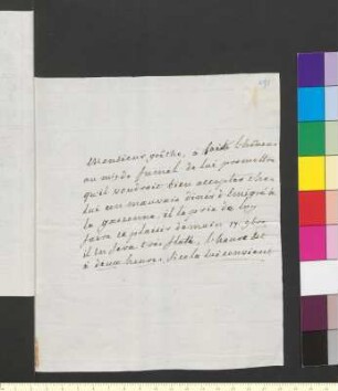 Brief von Fumel, Philibert de an Goethe, Johann Wolfgang von