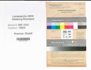 Entnazifizierung Rudolf Kraemer , geb. 28.03.1894 (Polizeibeamter)