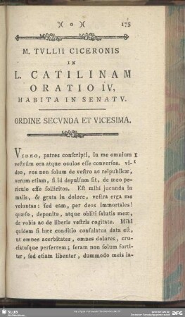 In L. Catilinam Oratio IV, Habita In Senatu
