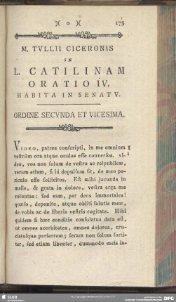 In L. Catilinam Oratio IV, Habita In Senatu