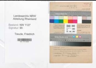 Entnazifizierung Friedrich Treude , geb. 30.06.1873 (Oberrentmeister)