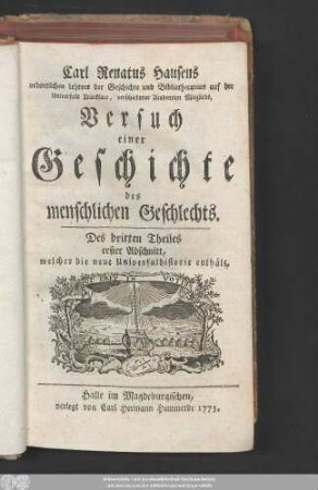 3,1: Welcher die neue Universalhistorie enthält