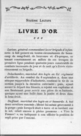Sixième lecture