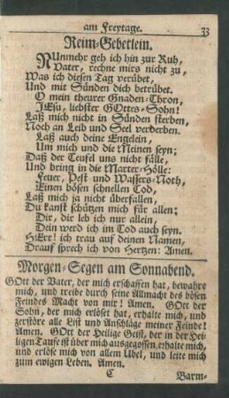 Morgen-Segen am Sonnabend