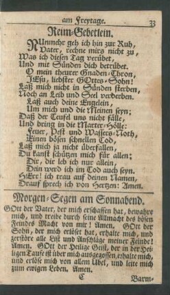 Morgen-Segen am Sonnabend
