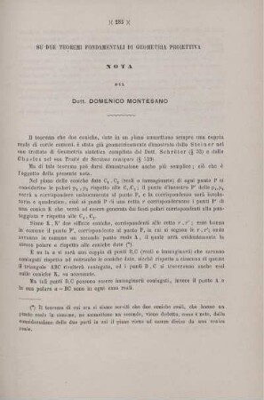 Su due teoremi fondamentali di Geometria proiettiva.