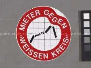 Propaganda-Aufkleber gegen Mietwucher