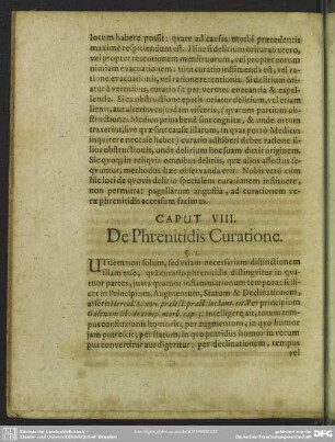 Caput VIII. De Phrenitidis Curatione