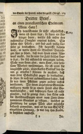 163-278, Dritter Brief, an einen protestantischen Edelmann.
