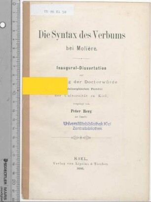 Die Syntax des Verbums bei Molière