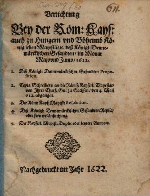 Verrichtung bey der Röm. Kay. Majestät deß Kön. Dennemerk. Gesandten