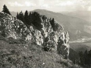 Ostkarpaten, Rumänien. Postavarul (Schuler). Blick nach Südosten auf Predeal-Paß und Piatra Mare (Hochstein)