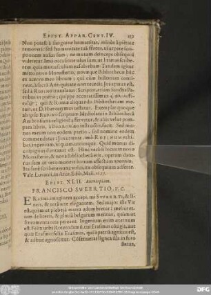 Epist. XLII. Antverpiam. Francisco Sweertio, V. C.