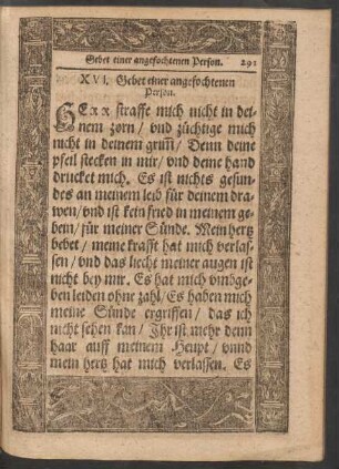 XVI. Gebet einer angefochtenen Person.