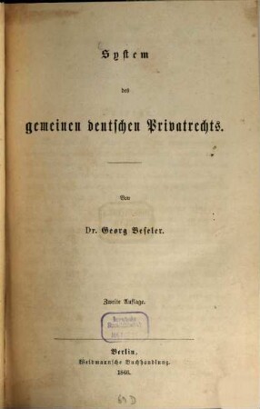 System des gemeinen deutschen Privatrechts