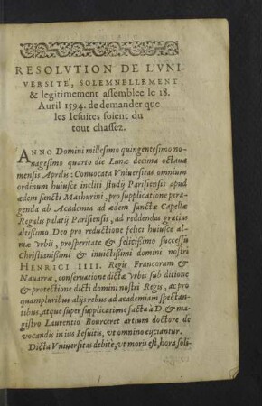 Resolution de l'université