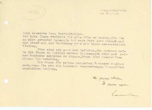 Korrespondenz von Ernst Wiechert an Burri-Dietler